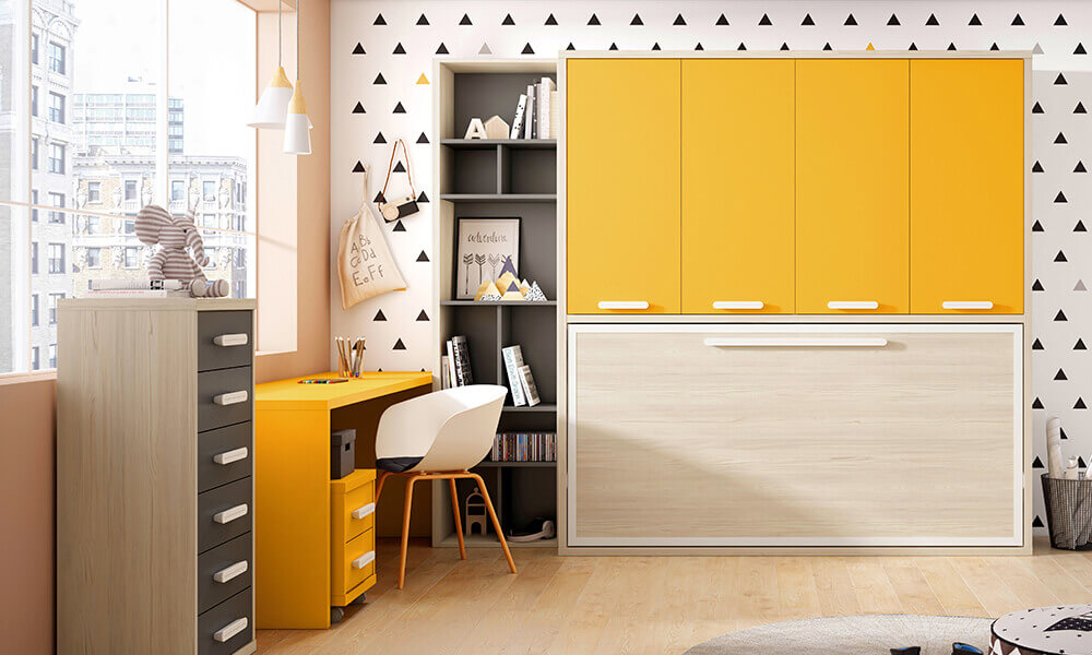 Cama abatível horizontal com roupeiro 4 portas batentes SPACE UP Conforama Cama abatível horizontal com roupeiro 4 portas batentes SPACE UP Conforama